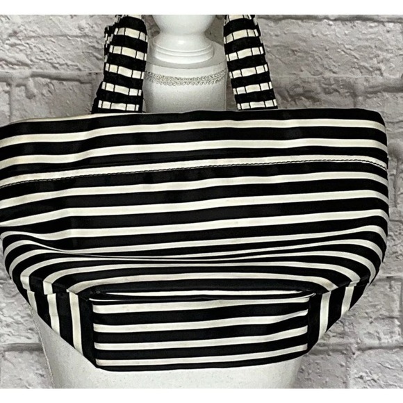 Kate Spade Hana Flatiron Handbag - Black White Stripe with Bow - Picture 4 of 15